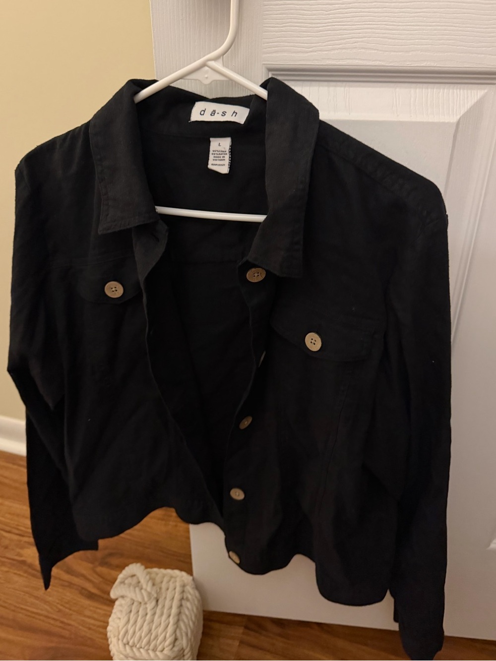 Black Button-Front Women's Shirt Jacket